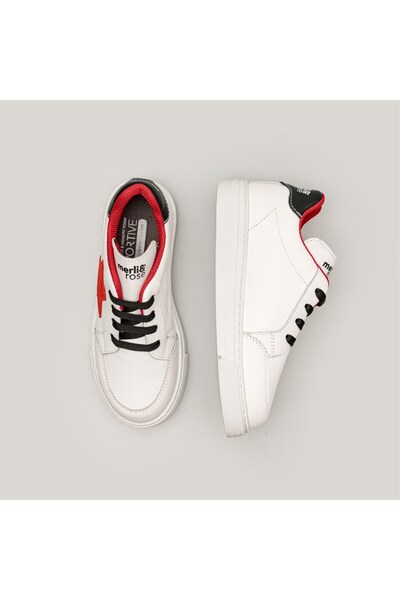 Merli&Rose Star Büyük Çocuk Sneaker | Beyaz-siyah-kırmızı