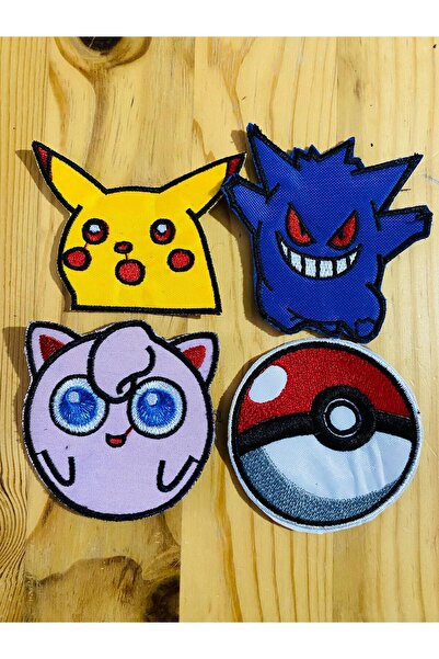 icase Pokemon Topu Pikaçu Rengar Cigilipuff Anime Patch Peç Yama Seti 4'lü (8...