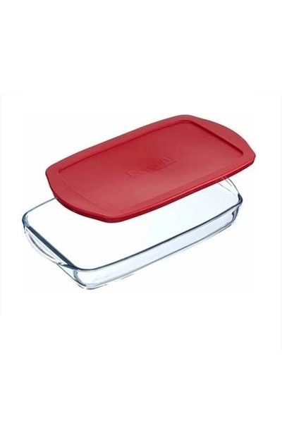 Paşabahçe 59864 Model Rectangular Red Storage Container with Pyrex