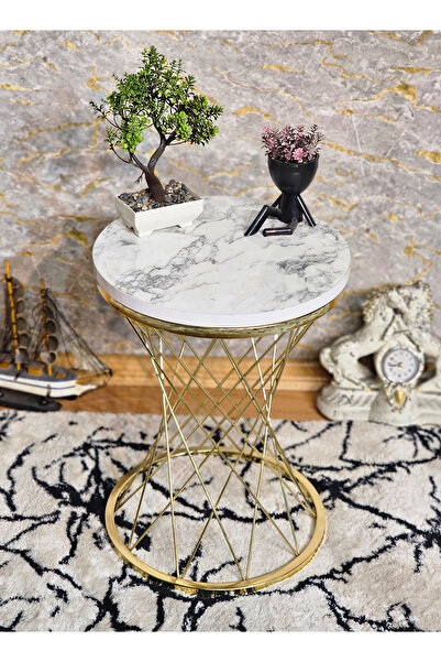 ZAFİR Gold Kaplama Pota Sehpa - Sehpa - Ahşap Sehpa - Metal Sehpa - Sunta Seh...