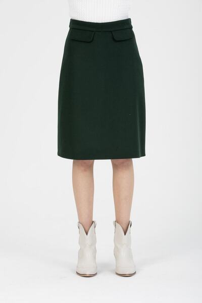 Pitti Women's Emerald Green Stamped Bell Skirt