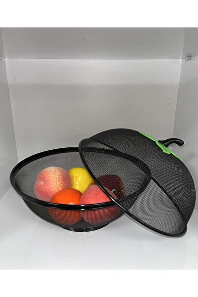 FAYA HOME وعاء فواكه على شكل تفاحة مع أشكال معدنية سوداء