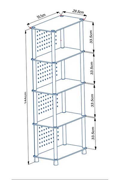 ATA HOME Çok Amaçlı 4 Raflı Ahşap Modern Dekoratif Kitap Dosya Ev Ofis Rafı