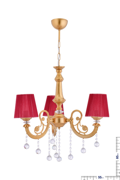 özpolataydınlatma BERRA 3 LÜ BORDO ŞAPKALI LÜX AVİZE (GOLD)