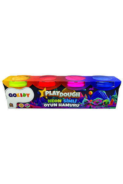 Gokidy Play Dough 4'lü Neon Simli Oyun Hamuru