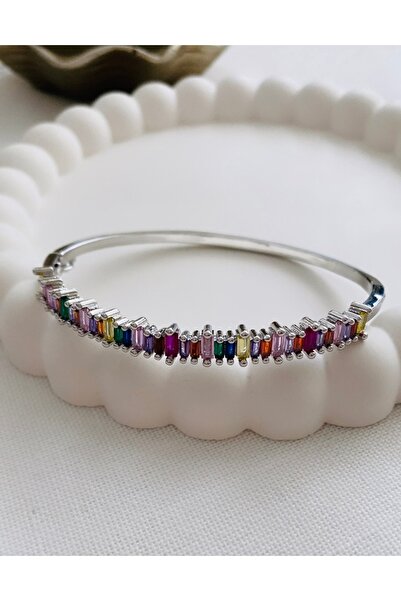 VNS Accessories Vip Seri Zirkon Taşlı Asimetrik Baget Kesim Kelepçe Bilezik