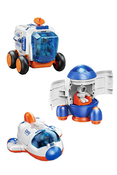 Toyaş Sürtmeli Astronotlu Uzay Arabası Uzay Roketi Uzay Mekiği 3 lü Uzay İsta...