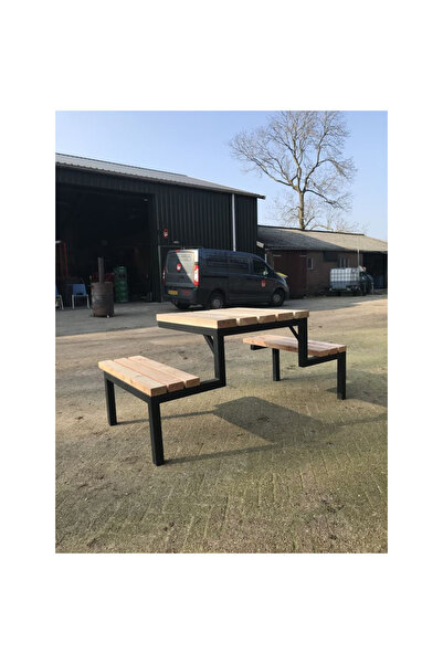 Abronya Dış Mekan Bankı Ahşap Metal Ayaklı Park Bahçe Bankları