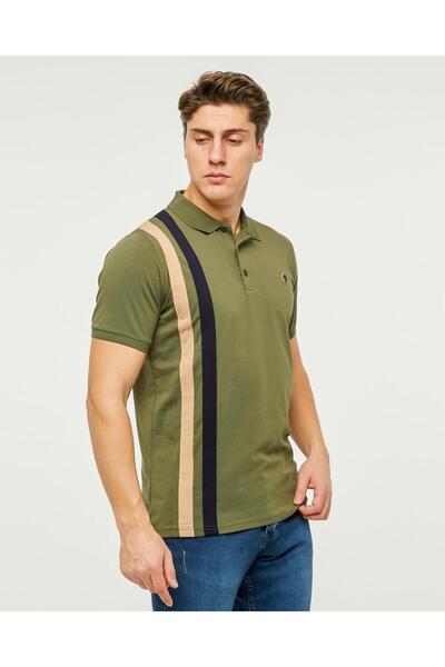 Rey Polo 70 PAIRS OF STRIPES DETAIL POLO NECK T-SHIRT