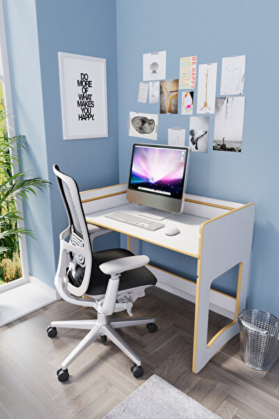zeo wood design Yükseklik Ayarlı, Mdf Çalışma Masası 90*53 Cm Beyaz