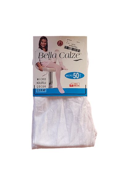 Bella Calze جوارب طويلة للفتيات باللون الأبيض من 6 إلى 8 سنوات