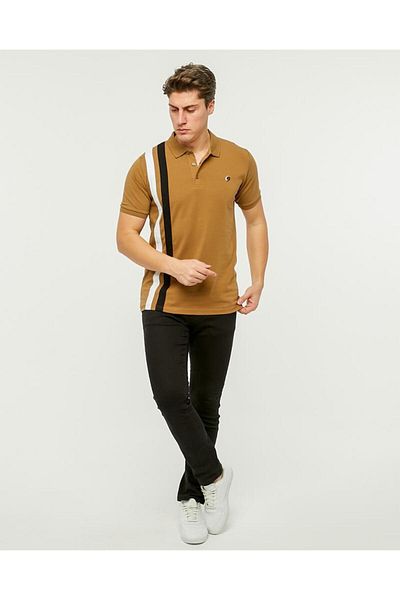 Rey Polo 70 PAIRS OF STRIPES DETAIL POLO NECK T-SHIRT