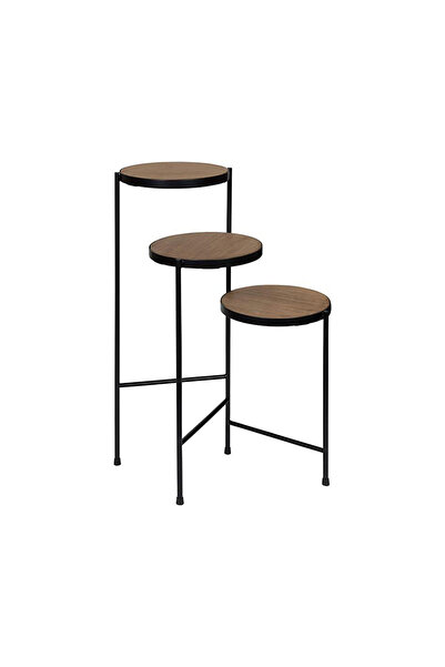 Abronya Salon Çiçeklik 3 Katlı Ahşap Çiçek Sehpası