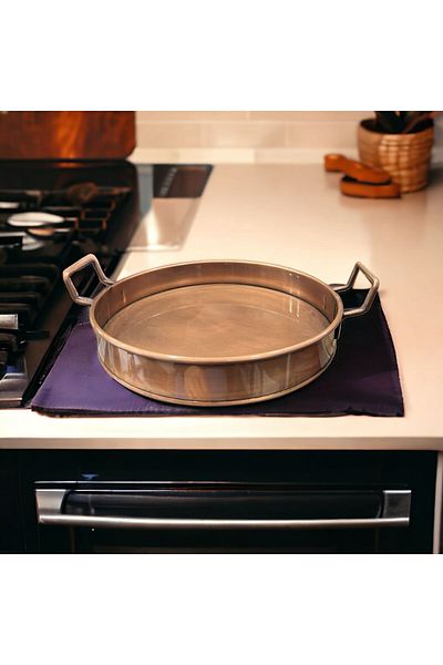 LUCKYHOMES Copper Plated Round Tray 34 Cm