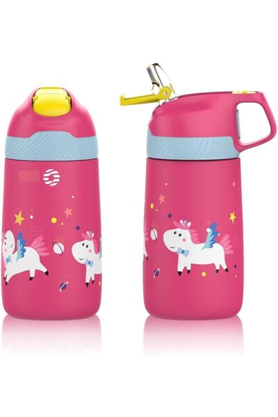 Vagonlife VGN2055 Pembe Unicorn 350ML Pipetli Çelik Termos Matara