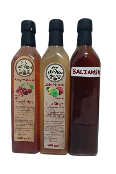 KİRAZ SİRKESİ - ELMA SİRKESİ - BALZAMİK 3'LÜ PAKET 500 ML