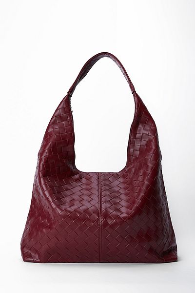 minebag Geantă de umăr damă Milan cu detaliu tricotat casual Roșu Claret