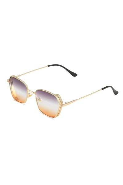 Angel Eyes Rectangle Design Metal Gold Frame Gradient Glass Women's Sunglasses