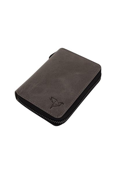 Garbalia Unisex Γκρι Fargo Vintage Δερμάτινο Πορτφόλι με φερμουάρ