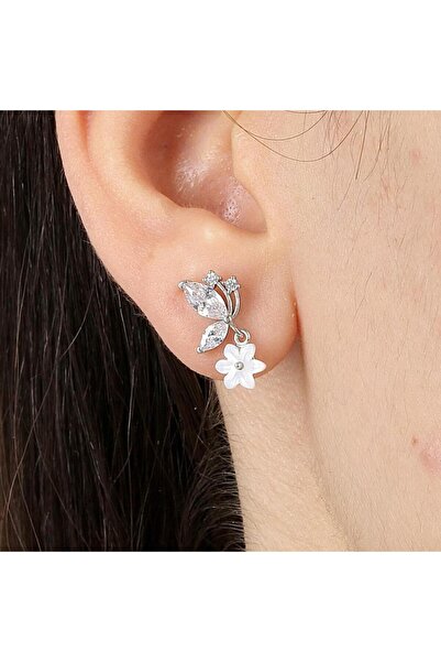 Mia Vento Kelebek Neşesi Manolya Çiçeği Gümüş Küpe