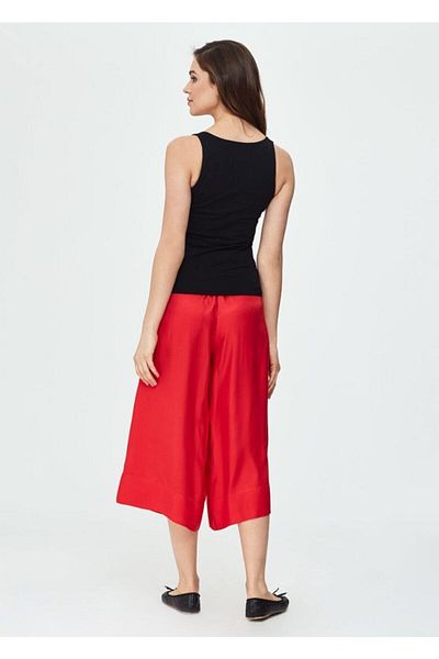 Dagi Red Woven Wide Leg Culotte Trousers
