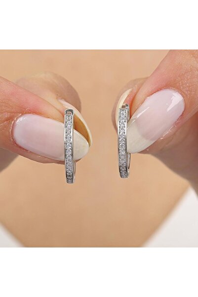 Mia Vento Işıltı Çerçevesi Halka Gümüş Küpe