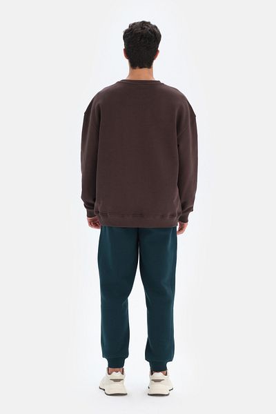 Dagi Dunkelbraunes Herren-Sweatshirt mit Mountain-Print