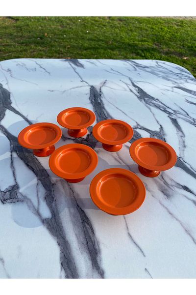 Aslı Hediyelik 6-Piece Orange Coffee Side Turkish Delight Bowl, Macaron Bowl, Sugar Bowl, Presentation, Coffee, Catering, Groom's Coffee Presentation