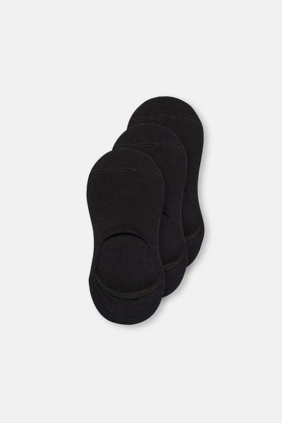 Dagi Schwarze unsichtbare 3-teilige Baumwollsocken für Damen
