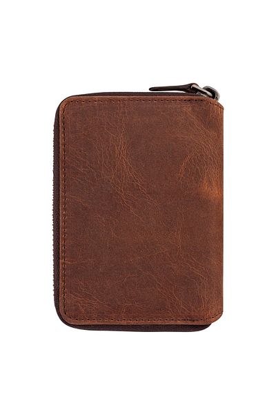 Garbalia Fargo Vintage Δερμάτινο Ταν φερμουάρ Unisex Card Holder Money Portfolio