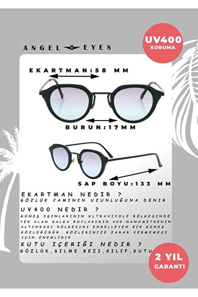 Angel Eyes نظارة شمسية نسائية بإطار أسود متدرج زجاجي بيضاوي Ae9901c33