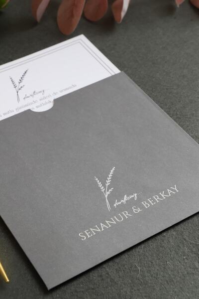 Pixel Davetiye Gri 100 Adet Davetiye - 2025 Düğün Davetiyesi - Düğün-nişan- Kına-sünnet-nikah Davetiyesi