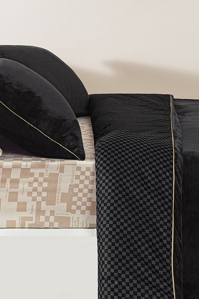 Puffy Pluffy Fabre Black Single Duvet Cover Set - Blanket
