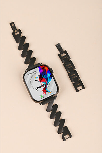mimtec Apple Watch 4 5 6 7 8 9 10 Se 38 40 41 Mm Uyumlu Metal Kordon Kayış Zigzag Tasarım