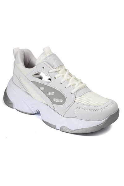 SUNSTEP Pantofi sport Vientto cu șireturi pentru femei, alb argintiu 3404