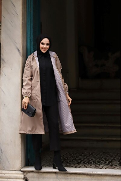 PİNK FLY Dámský hidžábový trenčkot s kapucí Fleto Pocketed Line