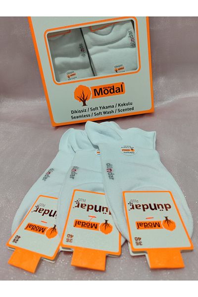 Dündar Plus Ciorapi de damă în modal, alb simplu 4506 Pachet de 12