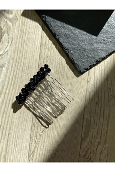 Pearly Handmade Siyah Mini Tarak Toka 4 Cm