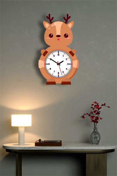 Teknograf Sevimli Geyik Mdf Duvar Saati Çocuk Odası