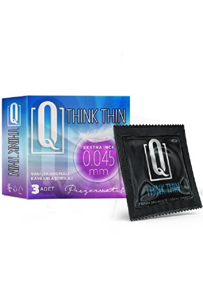 Q THINK THIN 3'lü Ekstra Ince Vanilya Aromalı Prezervatif