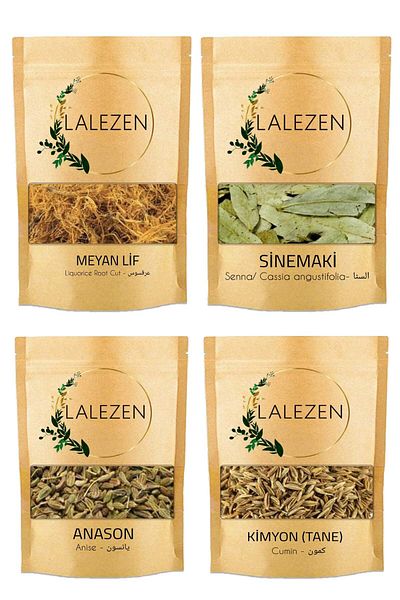 LALEZEN Licorice Fiber 100 Gr Cassia 100 Gr Anise 100 Gr Cumin Grain 100 Gr