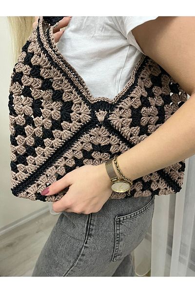 İLKCET MODA Geantă specială de umăr din frânghie din rafie pentru femei