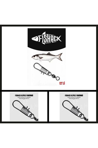 Uygunayakala Suitable-Catch No: 4 12 Pieces Fishack Stainless Clip Swivel Smoked-RDN.043