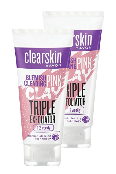AVON Clearskin Leke Karşıtı 3'ü 1 Arada Pembe Kil Scrub 75 Ml. İkili Set