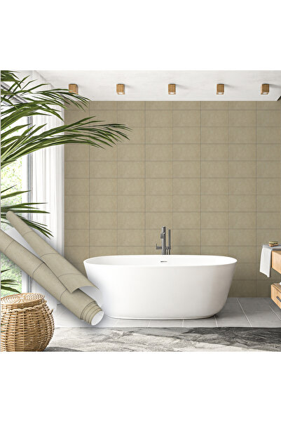 Dekoros Bej Mermer Görünümlü Yapışkanlı Folyo, Dolap, Tezgah Arası ve Mobilya Kaplama Kağıdı 45x500cm 1430