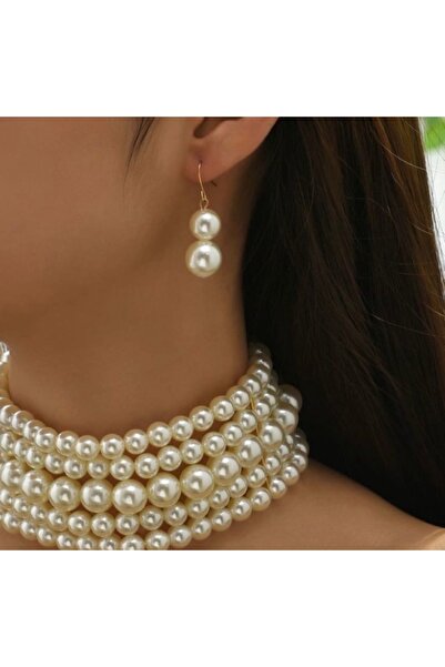 Jovela büyük inci çift küpe