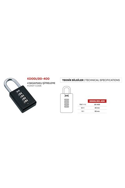 Kale Kilit Combination Padlock 4 Step Encryption (10 pcs)