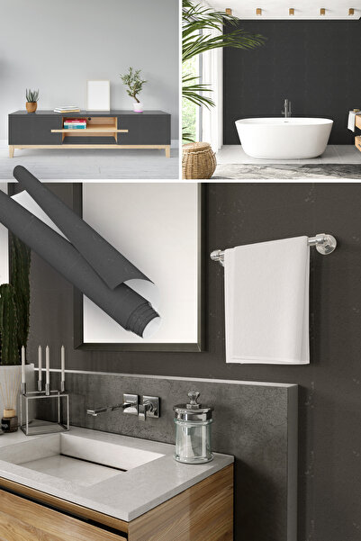 Dekoros Mermer Fayans Görünümlü Yapışkanlı Folyo, Mat Siyah Dolap ve Mobilya ...