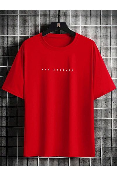 MOONBULL Men's Los Angeles Chest Printed Oversize T-shirt