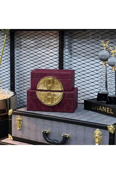 Aksesuar 2-Piece leather box decorative